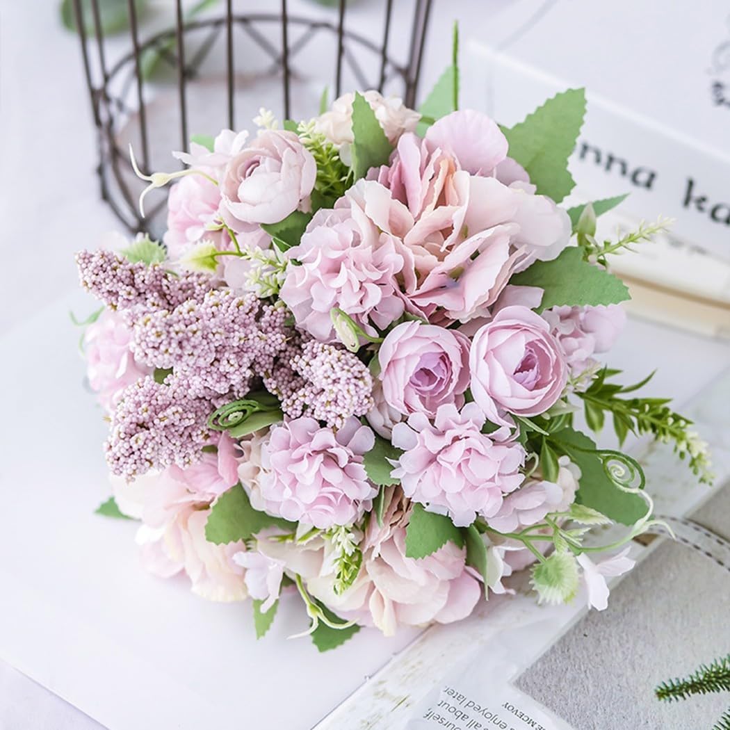 Fiori artificiali in seta, bouquet di peonie con 13 teste per decorazione della casa, festa di nozze, 30 cm, rosa