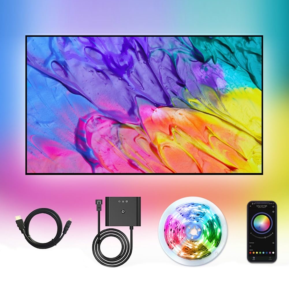 Luces Led USB TV Cambio De Color Retroiluminación Sincronizada Control Inteligente Barra De Luces RGB Multicolor con Sincronización De Luz Y Sonido Fuente De Luz Ambiental HDMI