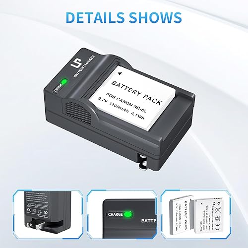 Miniatura 4 de LP Paquete de 2 baterías NB-6LH NB-6L y cargador LED, batería de 1200 mAh compatible con Canon PowerShot SX530 HS SX710 HS SX700 HS SX610 HS SX600