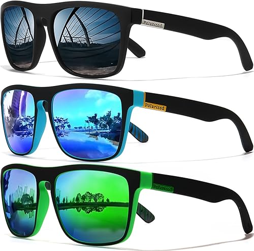 Lentes de sol polarizados para hombres y mujeres, para conducir, deportes, senderismo, gafas de sol, montura cuadrada clásica, protección UV400