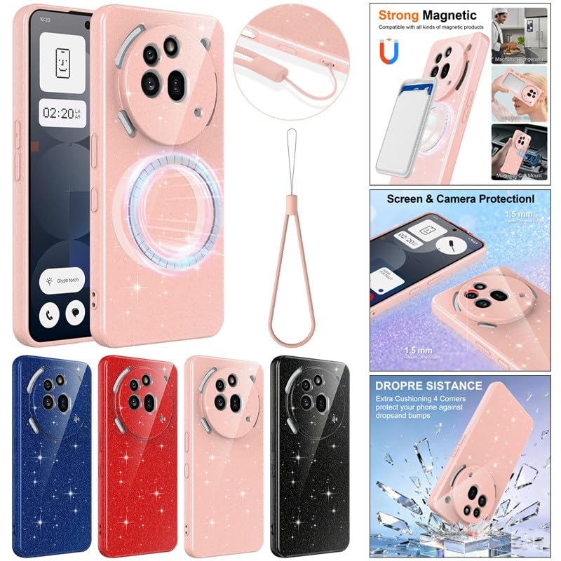 Étui silicone Nothing Phone 3A Pro magnétique premium noir à paillettes