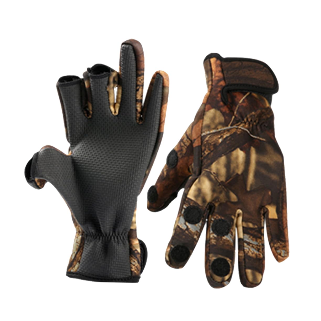 BESPORTBLE 1Pair Thermal Neoprene Slip Gloves for Fishing Driving Cycling Windproof Finger Exposure Design XL Camouflage Flexible Shockproof Outdoor Gear