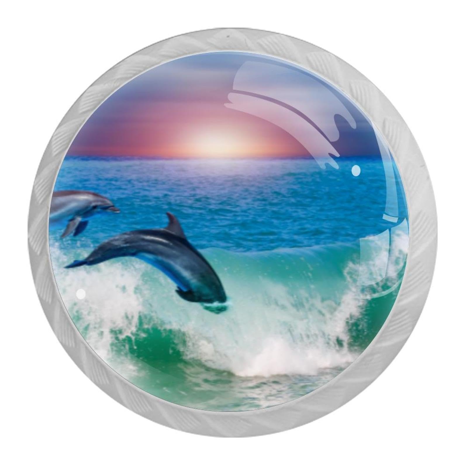 Tqmspg 4 Pieces Drawer Pulls Dolphins Jumping Door Knobs Dresser Handles for Kitchen Wardrobe Cupboard Hardware Furniture
