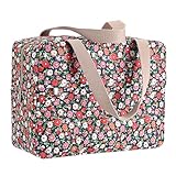 IGNPION Large Travel Toiletry Bag Full Size Travel Wash Bag with Front Pocket Women Large Portable Toiletries Cosmetic Storage Organiser for Swimming, Gym, Trip (Floral Blue)