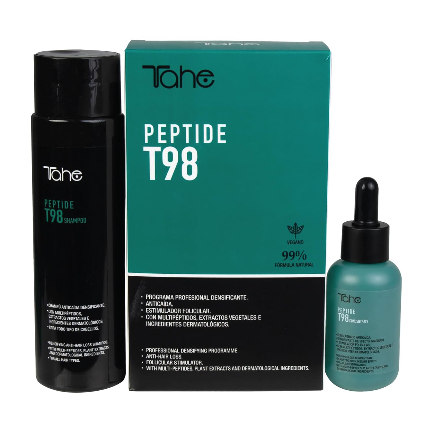 Tahe Peptide T98 Pack Anticaída del Cabello: Tratamiento Concentrado 50 ml + Champú 300 ml