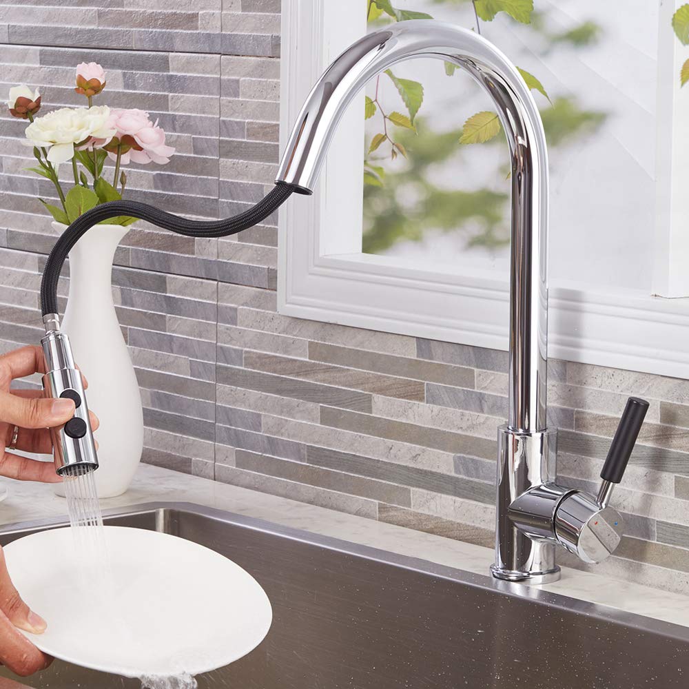Buy ATUM HOME Modern High Arc Kitchen Sink Mixer Taps with Swivel Spout ...