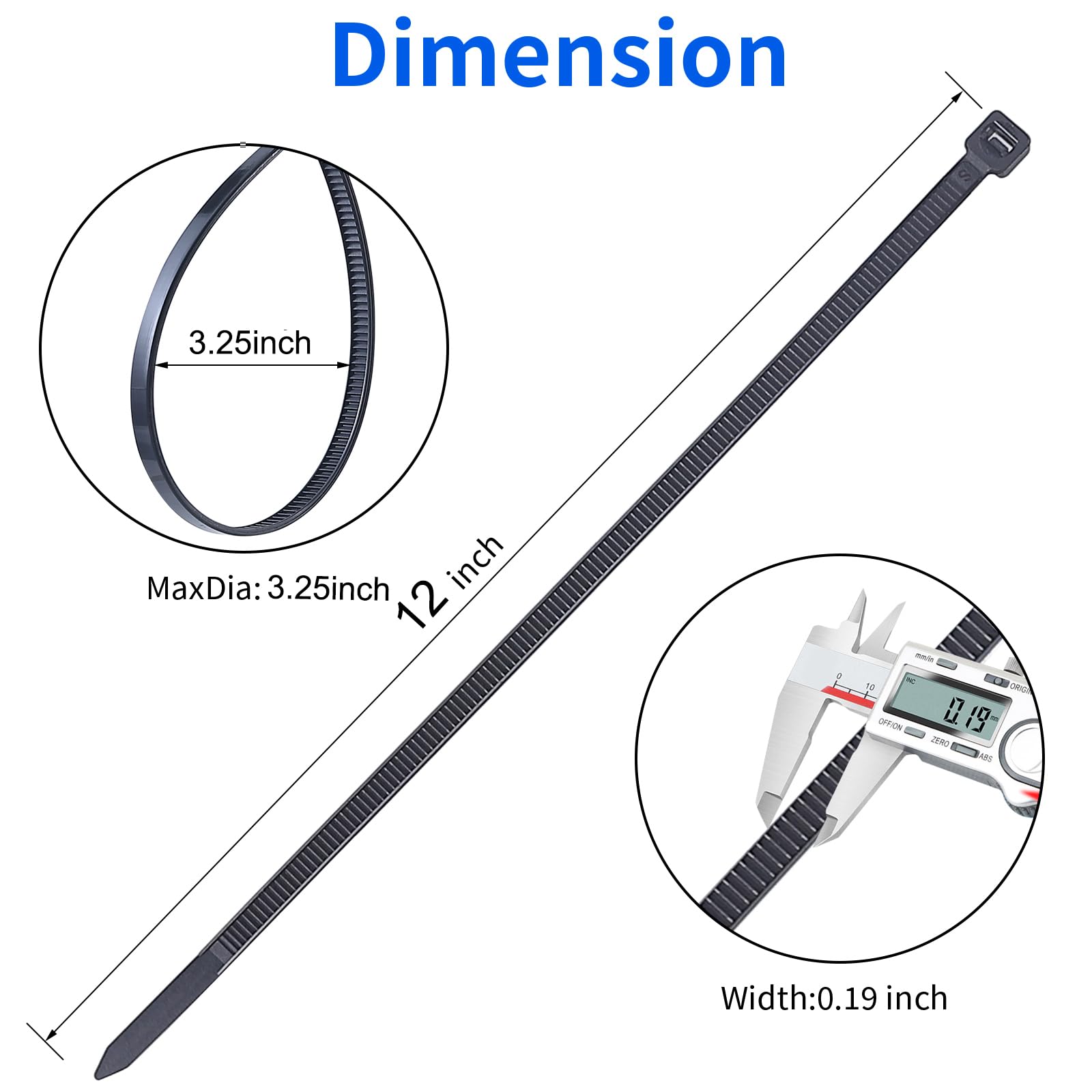 MVYC Attaches de câble robustes de 22,7 kg pour outils de dégagement - Résistantes aux UV - Noir - 30,5 cm - Pour une utilisation en intérieur et en extérieur - Sangles pour la gestion électrique