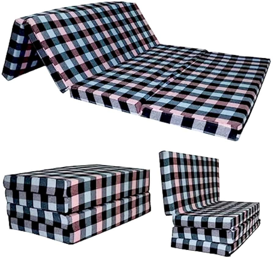 Travel, Outdoor Camping, Cotton, Portable, Folding Mattress for Floor Sleeping Mat for Sleeping Soft Foam Slim Mattress for Single Bed (72"X36"X2)(Multicolor) R09