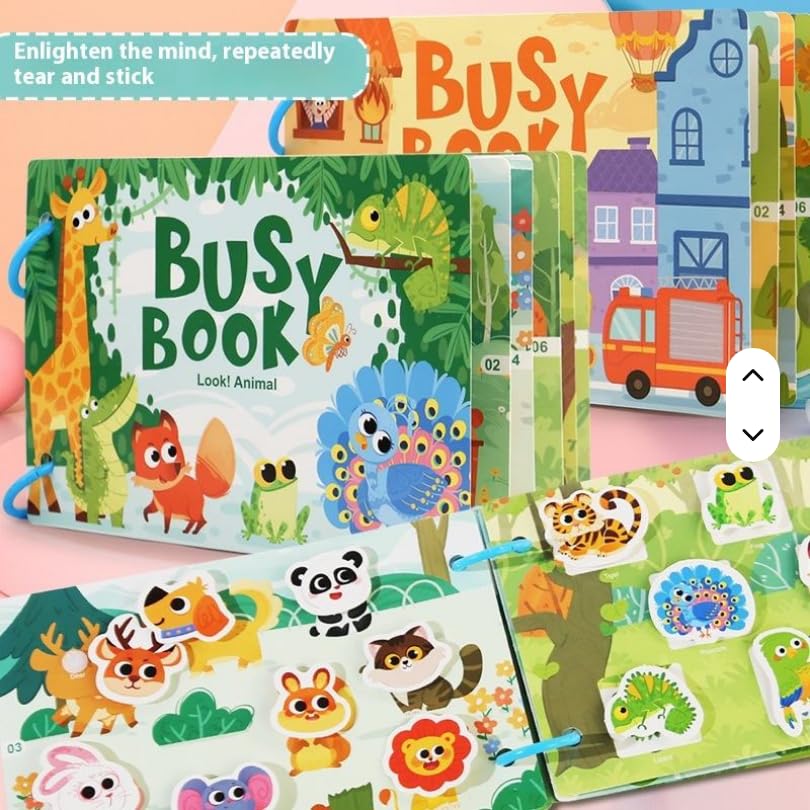 Image of Toddler Busy Book - Activity Binder for Kids 3+ Years | Montessori Learning Busy Board | Activity Book | Educational Toy | Easy to Carry Travel Book | Return Gift for Kids (Animal and Numbers)