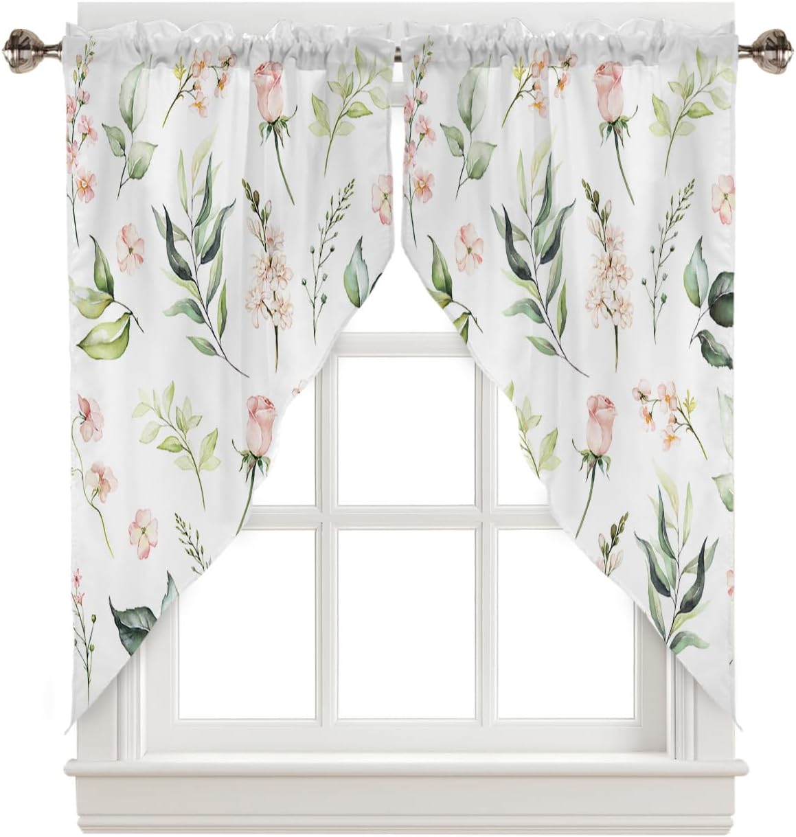 Qumstemily Spring Floral Swag Curtains for Living Room