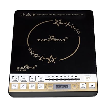 ZADASTAR ZS ELITE 2000 Watts Induction Cooktop | 8 Cooking Functions | Auto Shut Off | Soft Push Button Control | Designed for making Indian Dishes | 4 Digit LED Display | BIS Certified