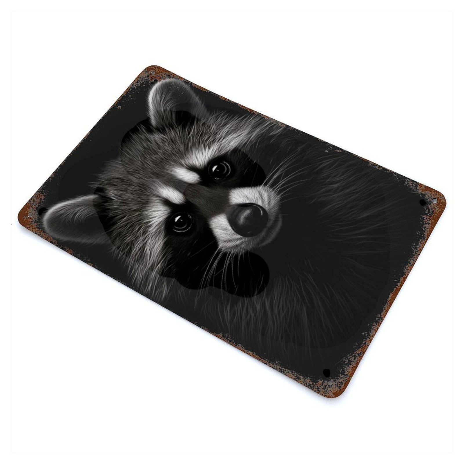 Racoon Sketch Rusty Metal Tin Sign 11.8"x7.9", for Pub, Kitchen And Man Cave Decor, Farmhouse Wall Decor