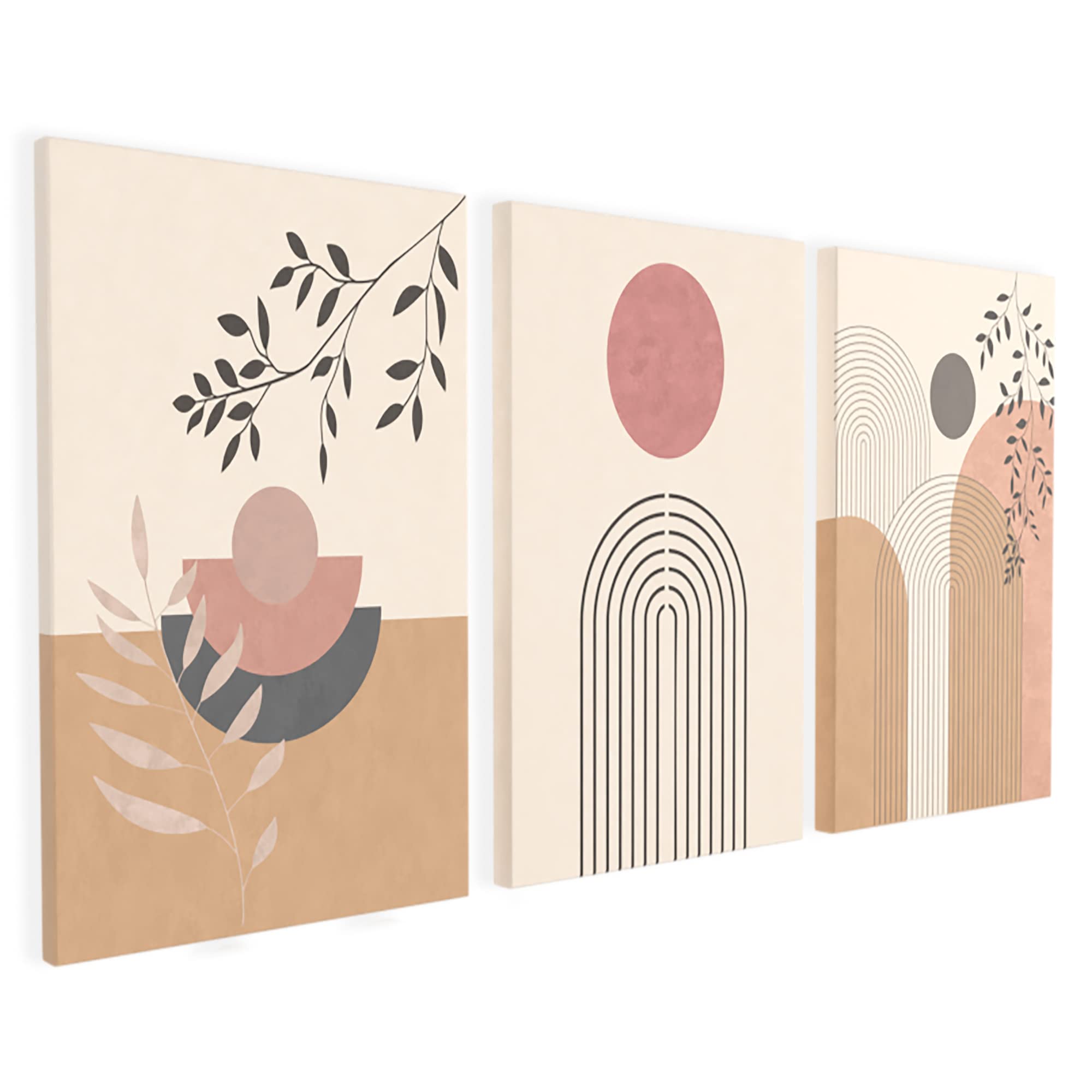 Yogi DécorFramed Boho Wall Art – Set of 3 Framed Art Prints, 12x16inch Abstract Canvas Wall Art - Boho Wall Decor For Bedroom - Neutral Wall Art for Women (Boho Botanica)