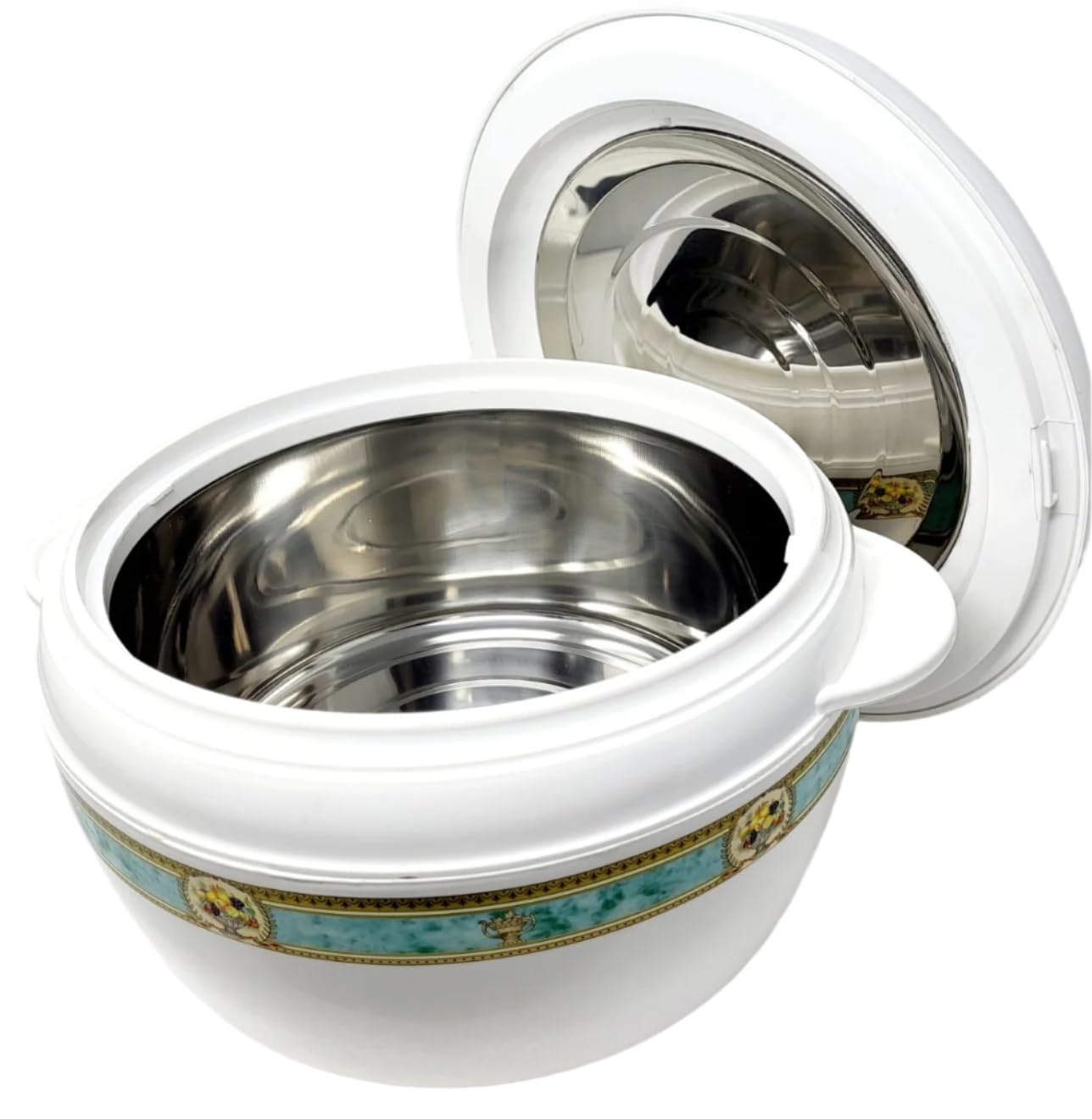 TABAKH Karishma 12-Liter Insulated Casserole Serving Bowl With Lid Food Warmer Cooler Hot Pot Storage Container Thermo Thermal Hotpot, White (12000ml)