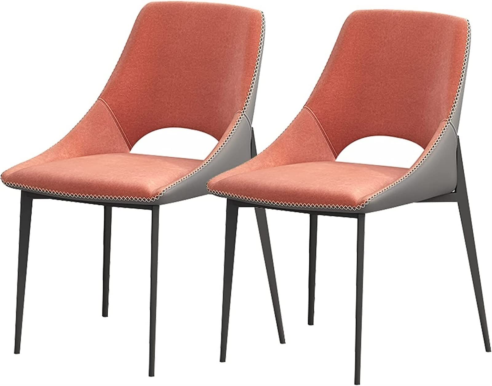 SJIALEN Modern Dining Chairs Set of 2, Carbon Steel Legs Living Room Side Chairs Technological Fabric Cushion Seat Back Kitchen Chairs Kitchen Chair (Color : Orange, Size : 41x50x82cm)