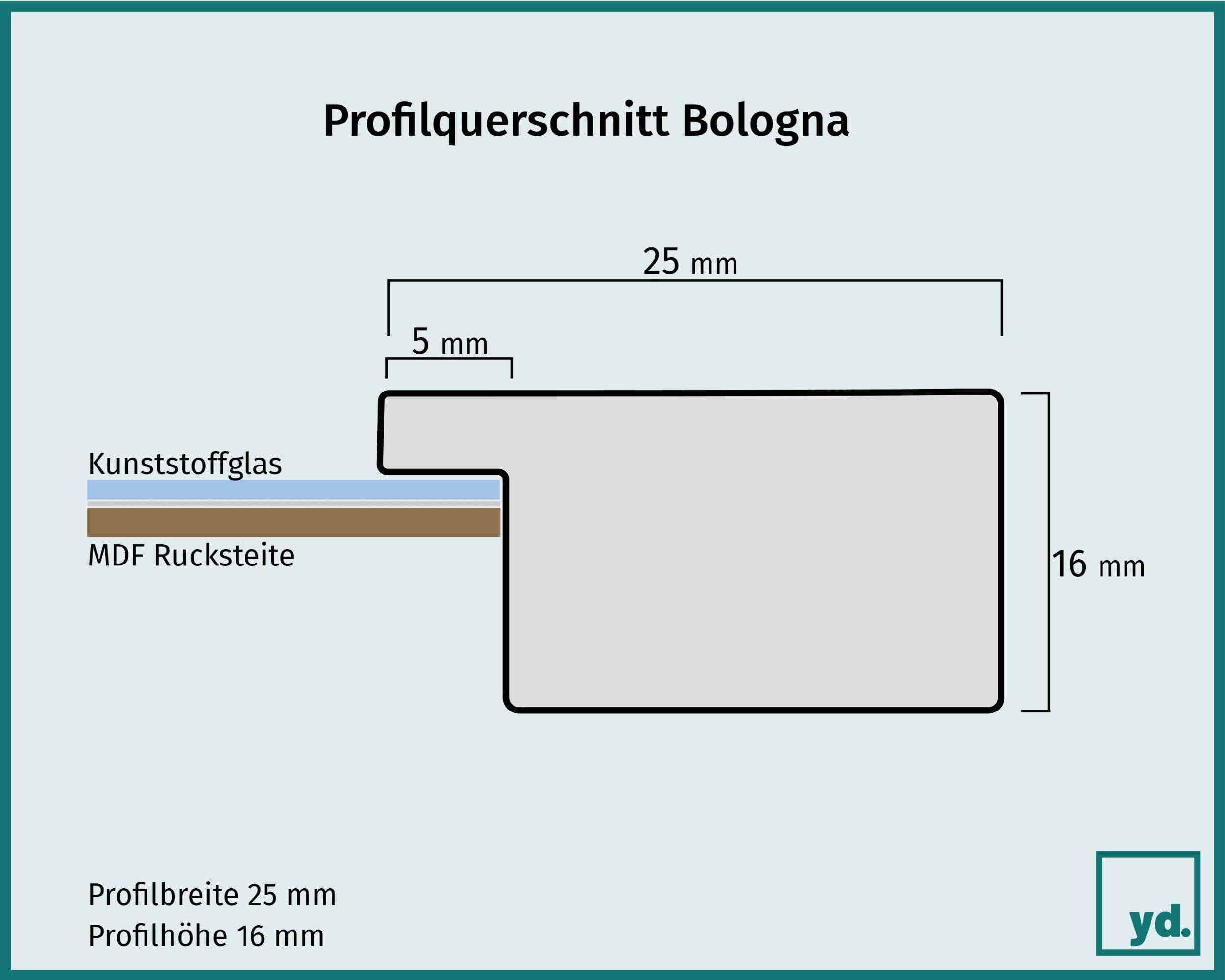 yd. Your Decoration - Bilderrahmen 60x60 cm - Schwarz Matt - Bilderrahmen aus MDF mit Acrylglas - Antireflex - 60x60 Rahmen - Bologna