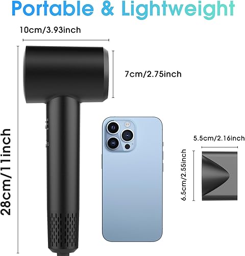 Miniatura 8 de LKV Secador de pelo, secador de pelo iónico profesional con 200 millones de iones negativos, secador iónico de alta velocidad de 1500 W para secado