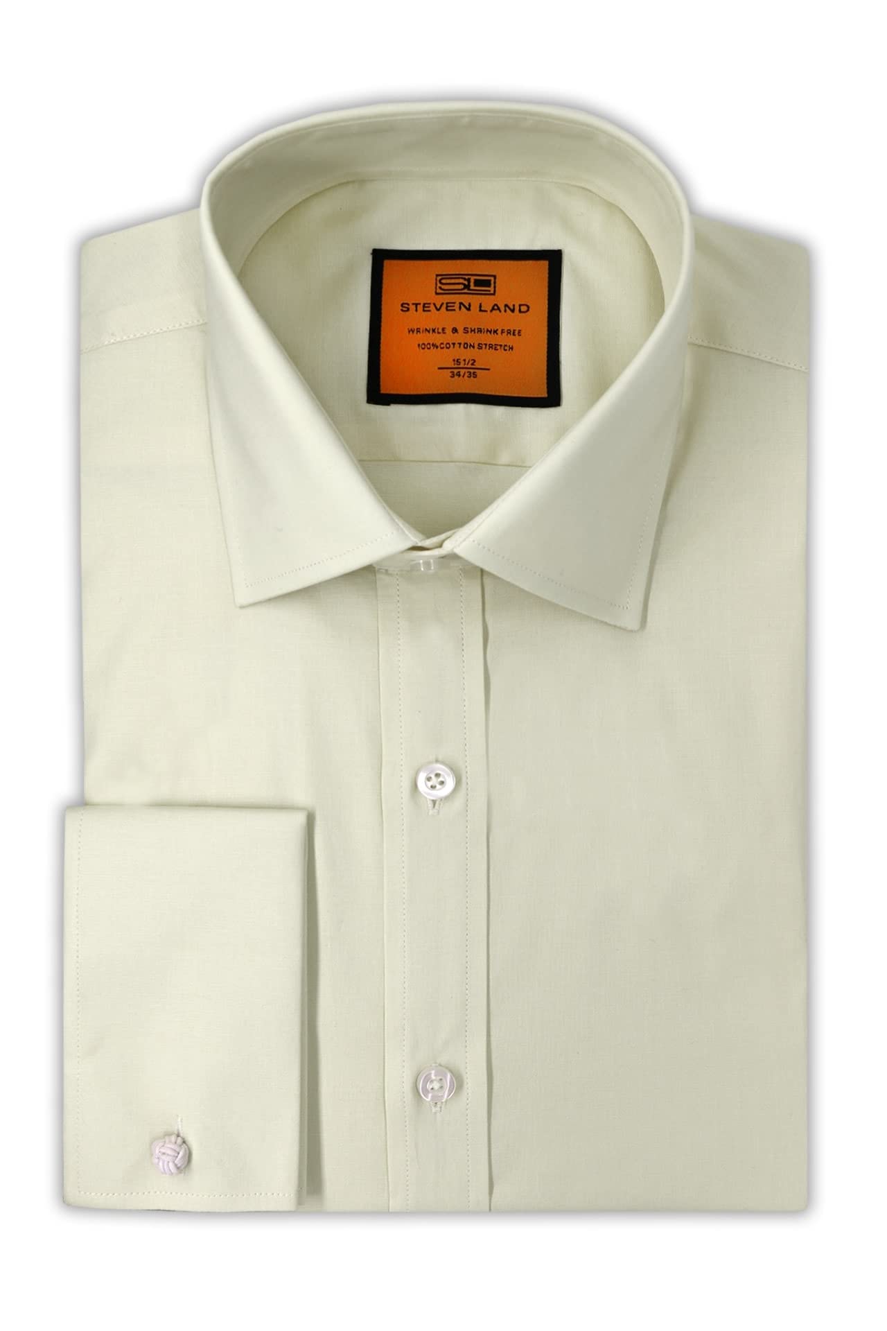 Men's Signature Solid Poplin Dress Shirt, Long Sleeve, 100% Cotton French Cuff, Available Big and Tall