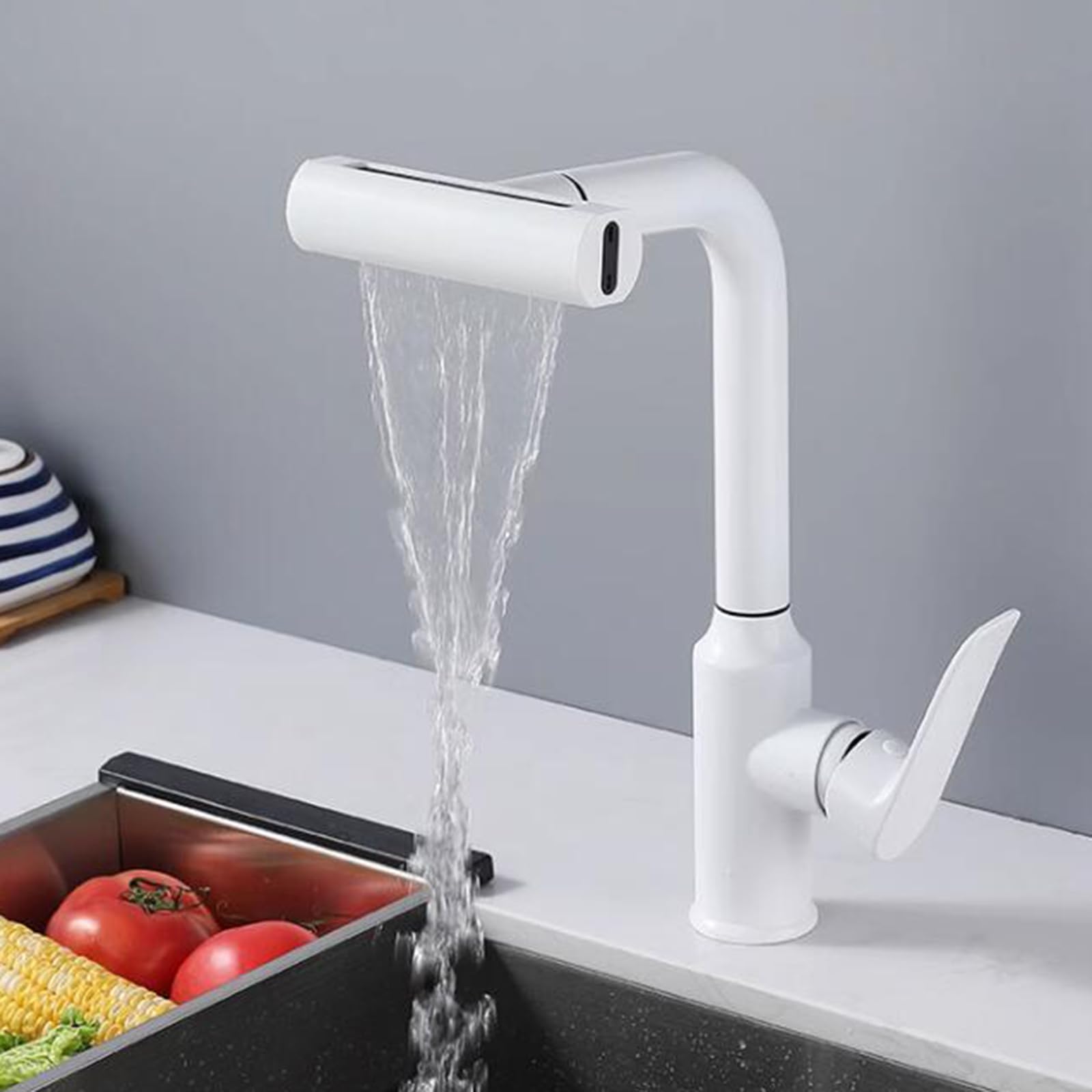 Mitigeur de cuisine télescopique en acier pour nettoyer facilement les grands plats