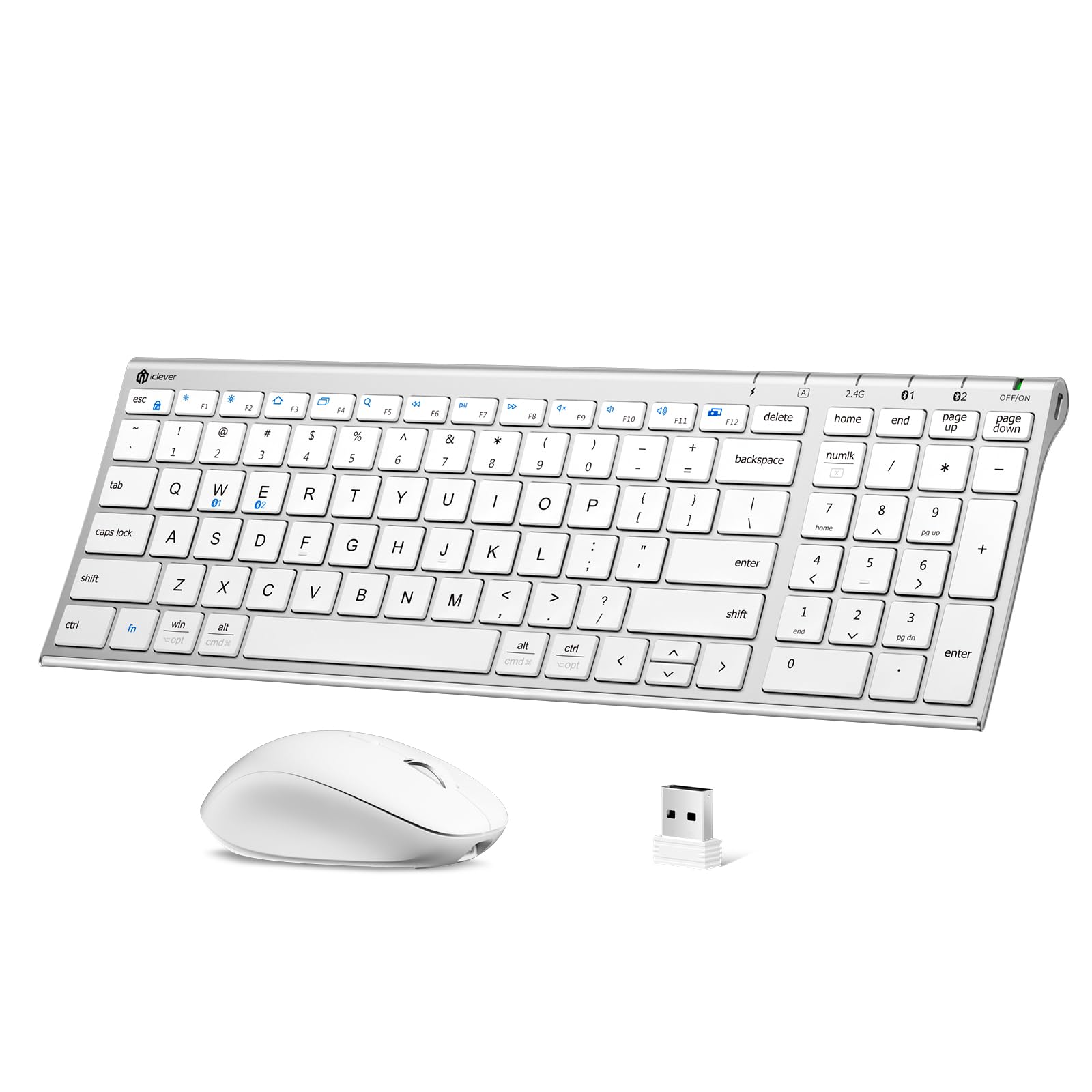 iClever DK05 Bluetooth Keyboard and Mouse Combo, Multi-Device Wireless Keyboard and Mouse (2.4GHz + Bluetooth), USB-C Rechargeable, Slim Compact Design, Comfortable Typing for PC/Laptop-picture-15