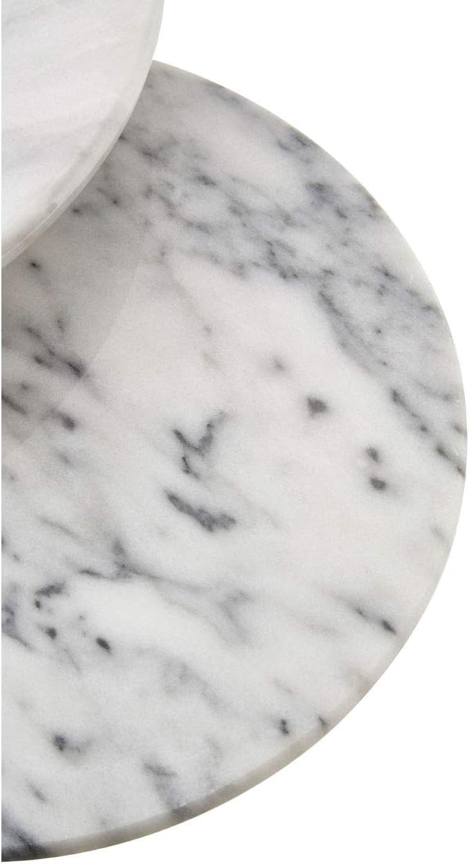 Cake Stands, White Marble, Brass Metal, Set of 2