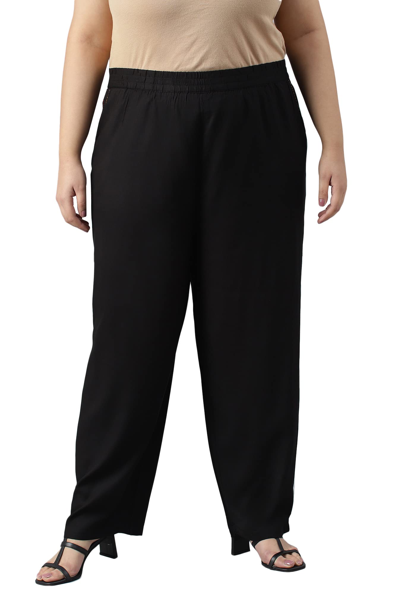 w for woman Women's High Rise W Strechable Straight Pants | Trousers-picture-30