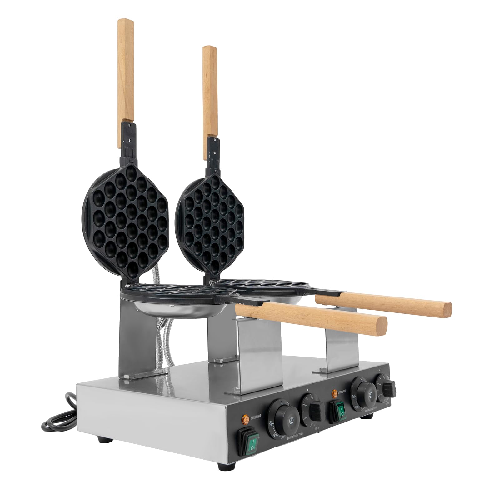 Máquina para hacer gofres de doble cabeza de panal, 2830 W | Máquina para hacer gofres de huevos con revestimiento antiadherente y temporizador, 50 a 300 °C para cafetería o restaurante
