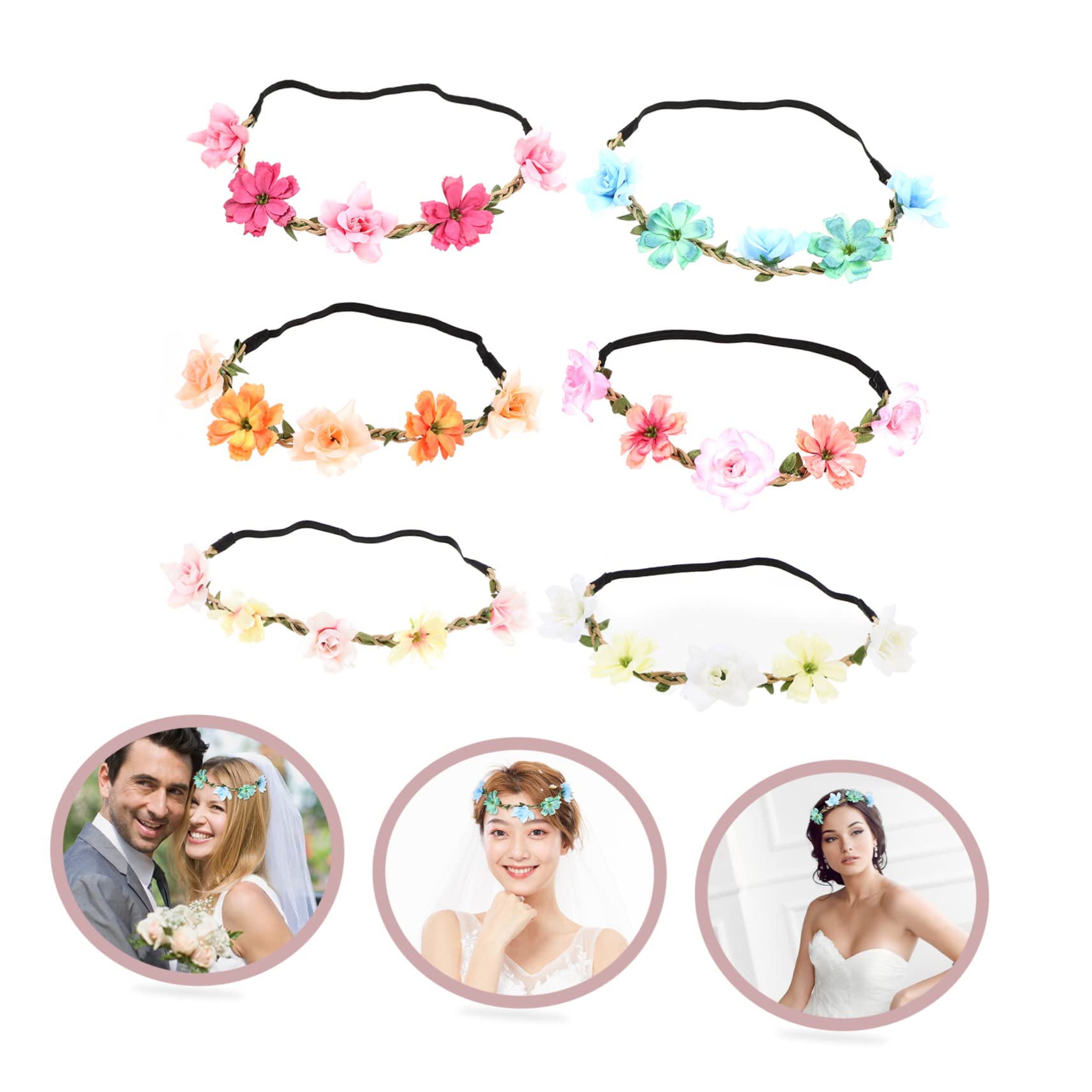 Stk Brautkranz Stirnband wedding hair accessories Girlanden zur Dekoration Braut Stirnband Blumen- Diademe für Mädchen Blumenstirnband Blumenkrone für Mädchen elastische Kordel