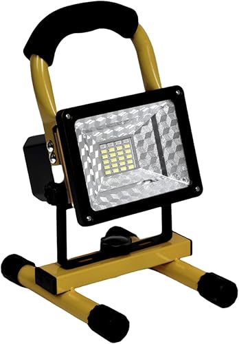Vista 2 de LANFU Luz de trabajo LED de 15 W con soporte, luces de inundación portátiles recargables de 4000 lm, interruptor de brillo ajustable, IP65