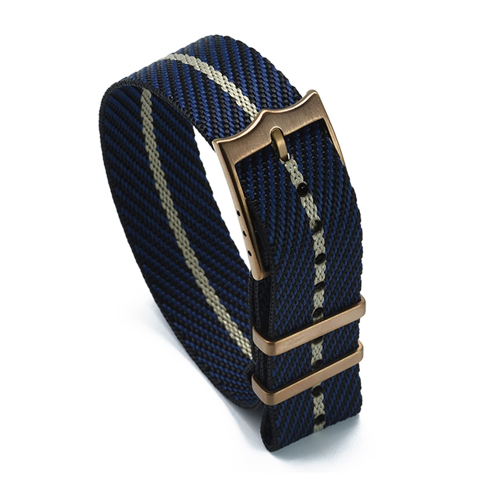 Uhrenarmband， Hochwertiges Luxus-Uhrenarmband aus Nylon mit NATO-Armband(New Black Navy khaki,22mm)