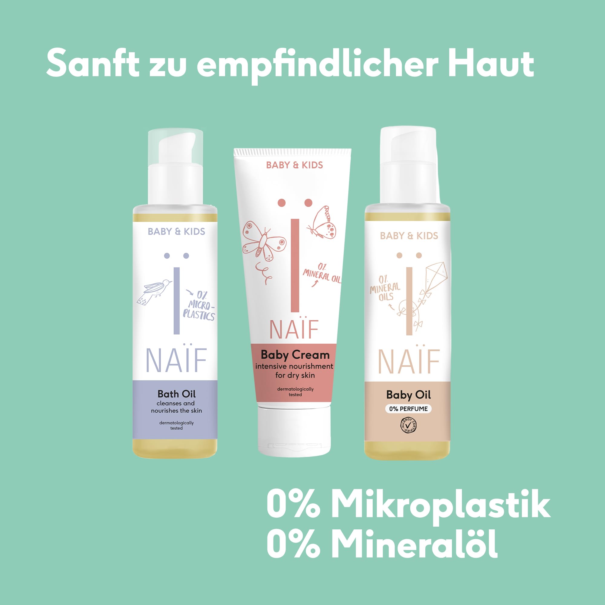 Naïf Mildes Badeöl - 100 ml - für Baby und Kind - Natürliche Inhaltsstoffe - 100% Vegan (Packung mit 2)