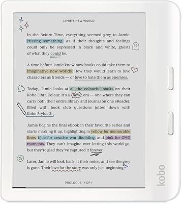 Kobo Libra Colour | eReader | 7 Glare-Free Colour E Ink Kaleido 3 Display | Dark Mode Option | Audiobooks | Waterproof