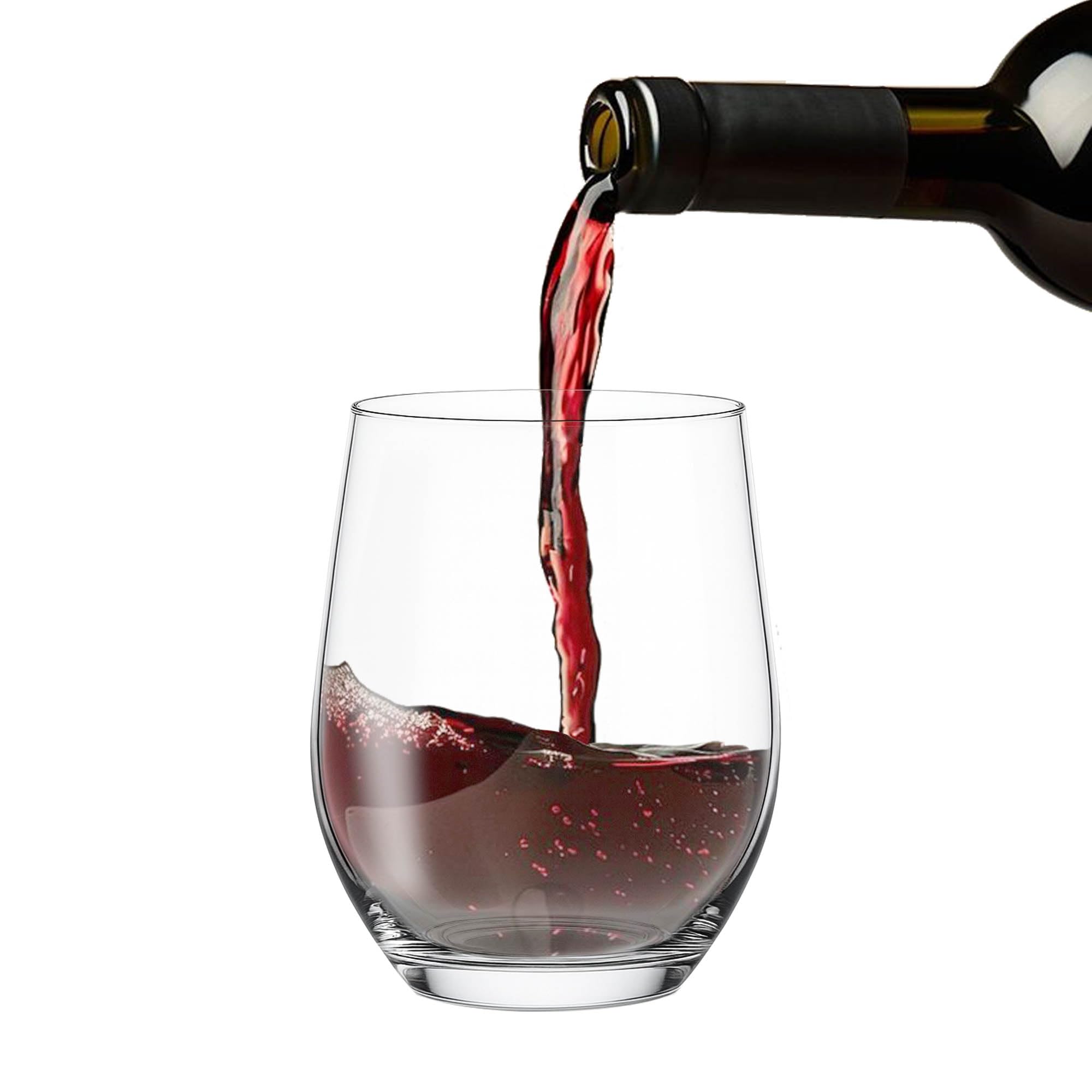 Juego de 6 copas de vino sin tallo, 12.5 onzas, ideales para cócteles, vino tinto y blanco y escocés para hogares y bares, vasos para jugo, vasos de agua, vasos de cristal fuertes sin plomo