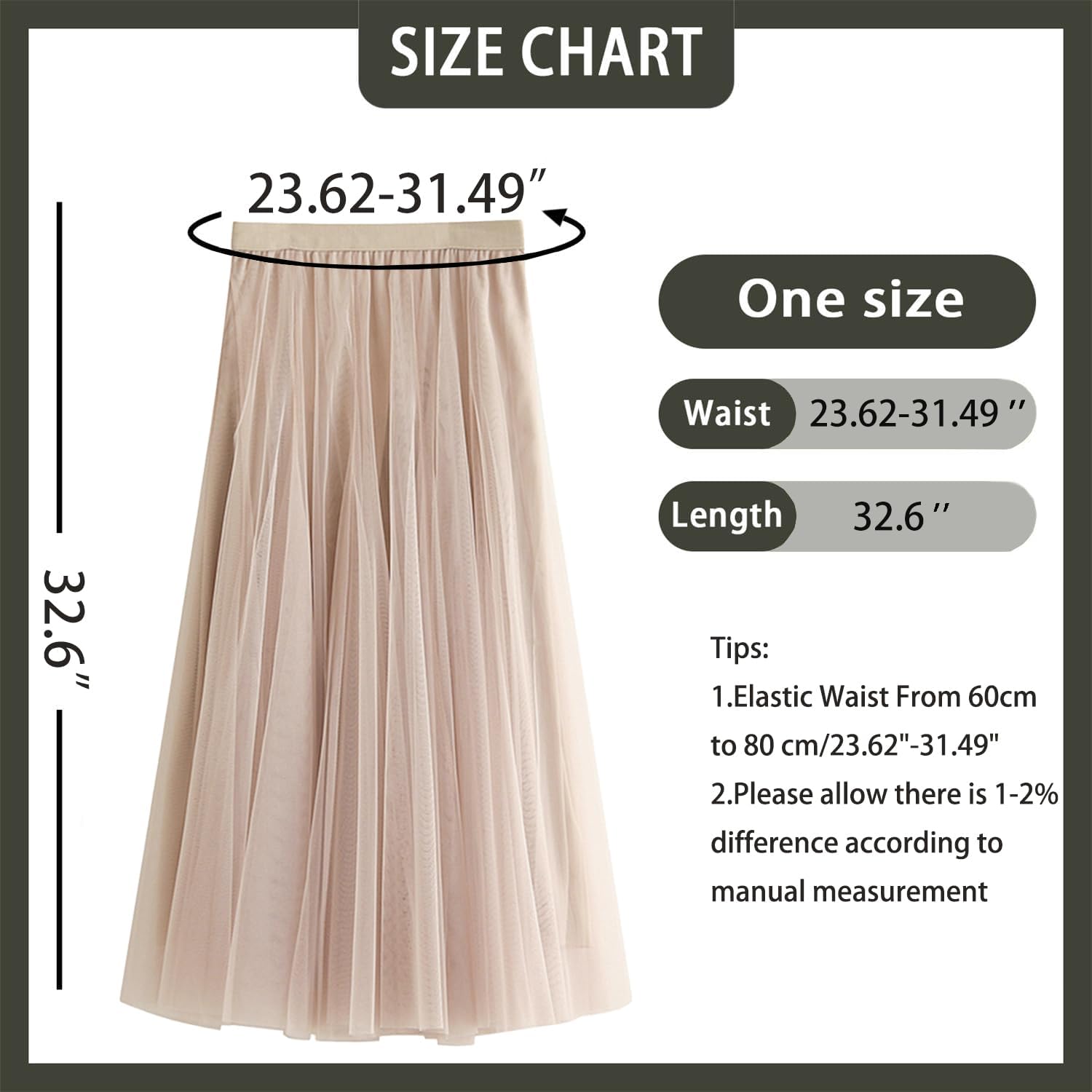 GOLDSTITCH Tulle Skirts for Women Long Fairy Skirt Tutu A-Line Mesh Layered High Elastic Waist Skirts - Image 7
