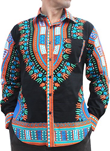 RaanPahMuang Brand Africa Dashiki Boubou Bright Fashion Work Shirt Light Cotton