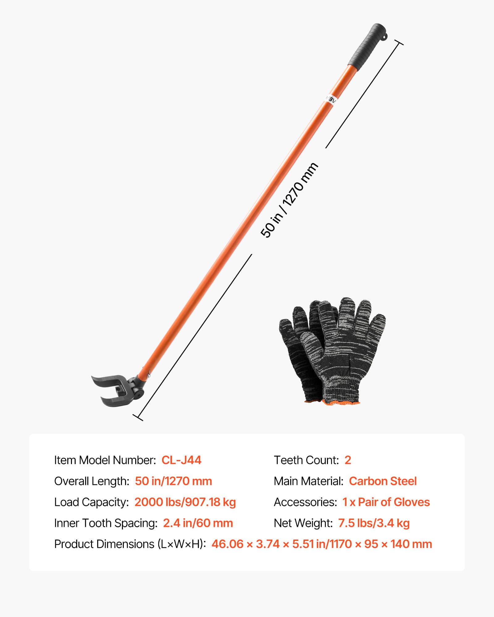 VEVOR Plattenheber, 907 kg Tragkraft, 1270 mm Gesamtlänge, mit Handschuhen & Nagelzieher, schwere Paletten-Buster für Aufhebeln von Bodenbelägen, Rahmen, Dächern, Verkleidungen & Gipskartonplatten