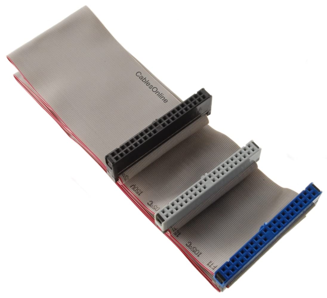 CablesOnline, FI-U03 - Cavo a nastro IDE Ultra ATA a 2 azionamenti a 3 connettori da 36", 40 pin/80 fili