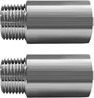 Vista 1 de Beduan Accesorios de tubería de acero inoxidable, 1/2" NPT macho x 1/2" NPT hembra roscada, niple de 2" de longitud de tubería fundida (paquete de 2)