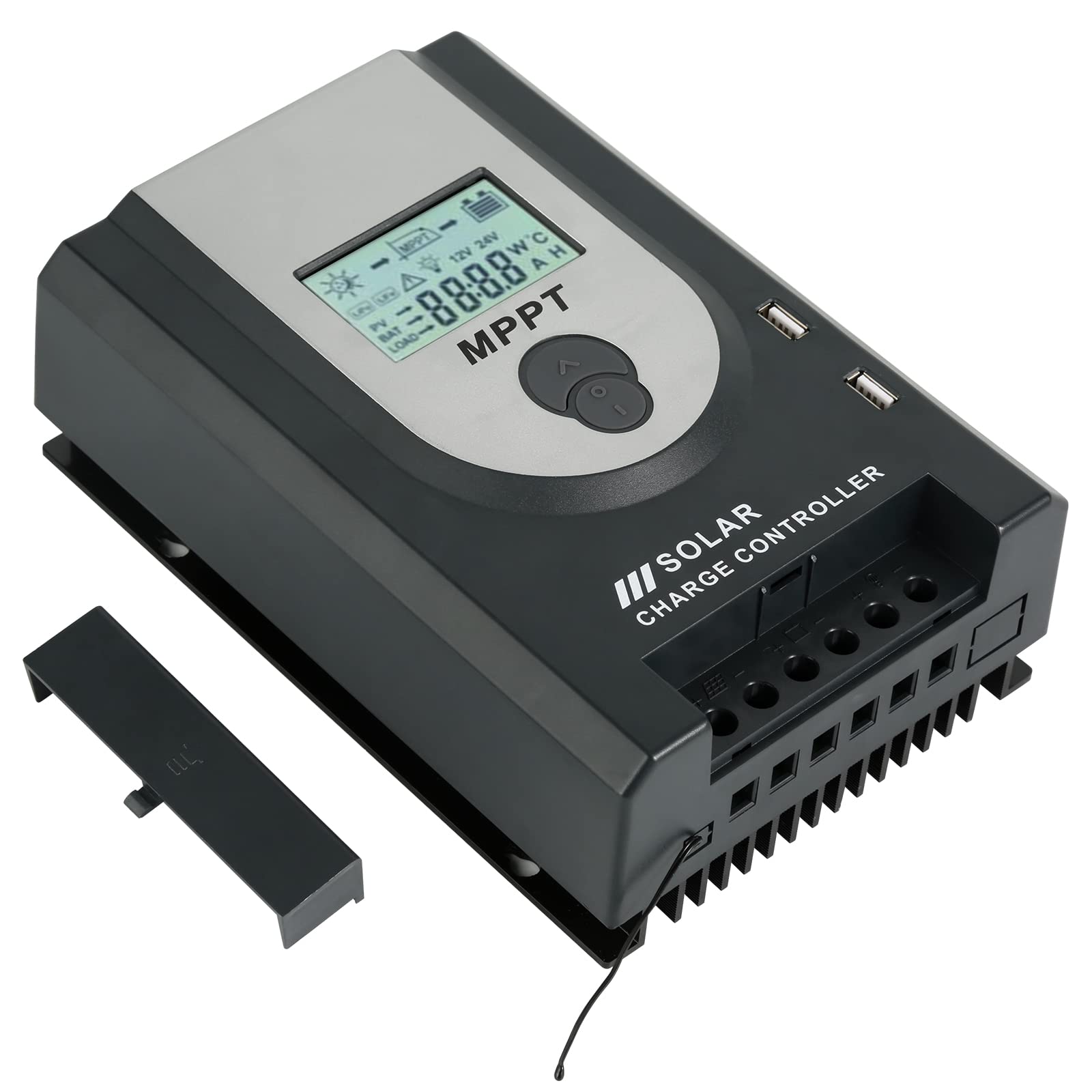 Regolatore Di Carica Solare PWM 12V/24V, 20A - Doppia Uscita USB, Per Pannelli Solari | Display LED, Dissipazione Alluminio