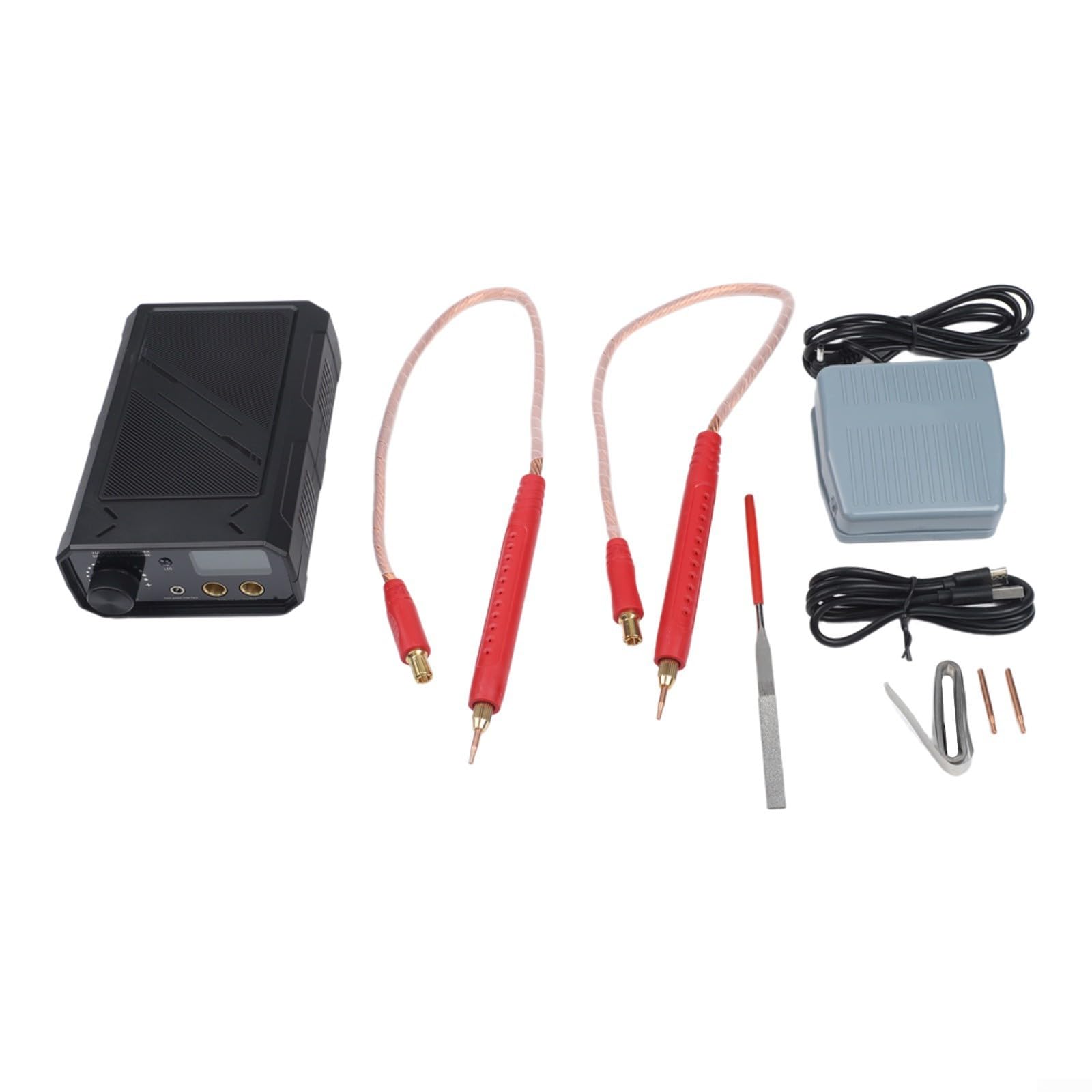 TK-20P Lot de 2 soudeurs par points portables 10 000 W à double impulsion avec affichage LED, contrôle automatique et manuel, pédale pour réparation de batterie