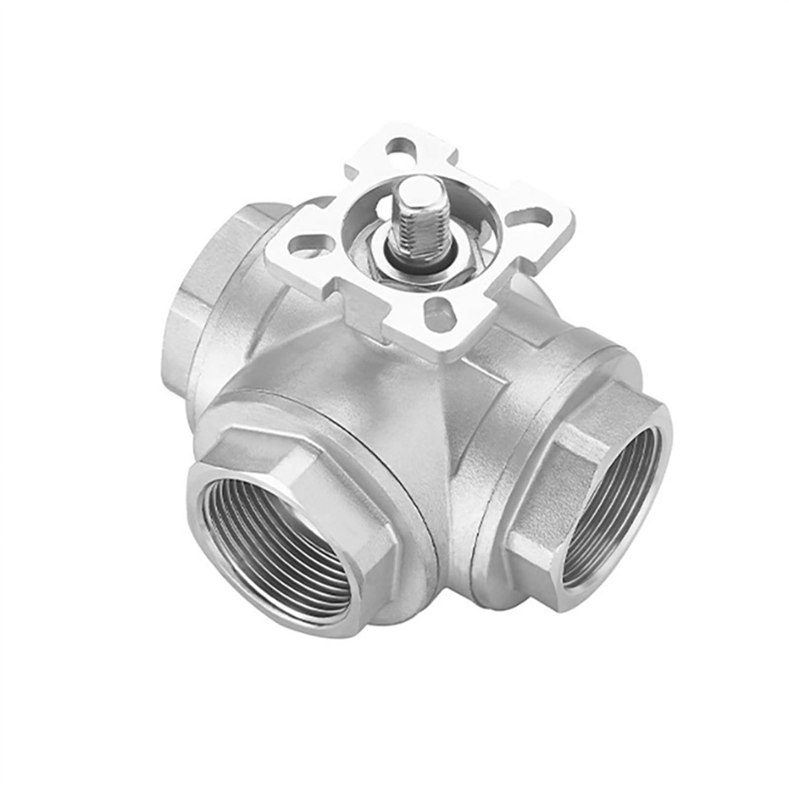 Zdeswaa Dn50 Three Way Pneumatic High Platform Ball Valve Stainless Steel Three Way Valve Pneumatic Internal Thread Valve Body(T-Type)