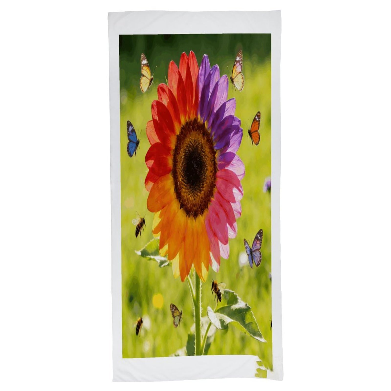 Fodpand Style Colorful Sunflower Bath Towel, Highly Absorbent & Quick Drying Beach Towel, Compact & Lightweight Pool Towel For Bathroom, Beach, Pool, Gym, Spa, And Hotel Use