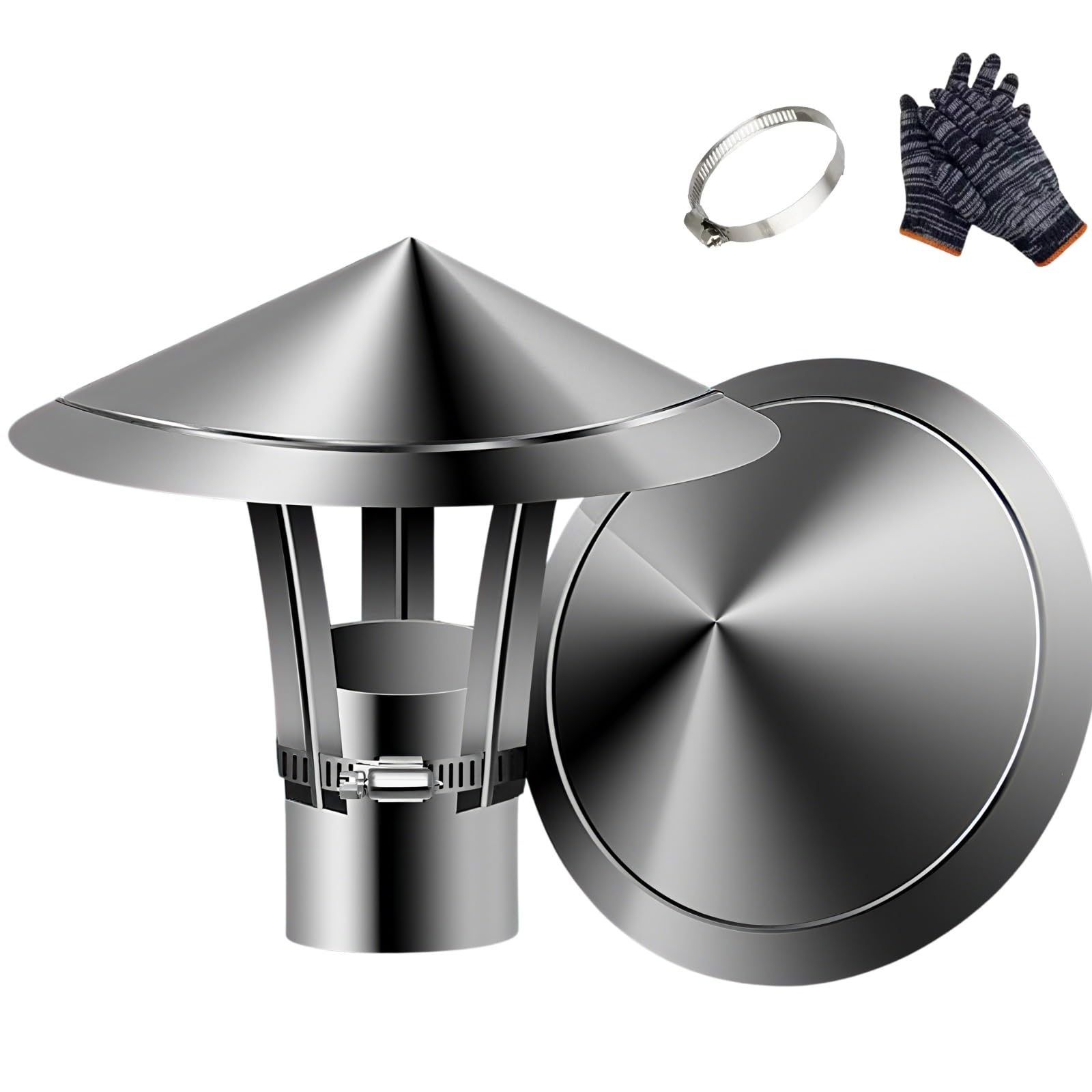 IGNVXMGKP 2" Chimney Cap Stainless Steel Chimney Cover With Mesh Screen -Weatherproof Outdoor Fireplace Chimney Rain Cover Flue Protector(3.5inch)