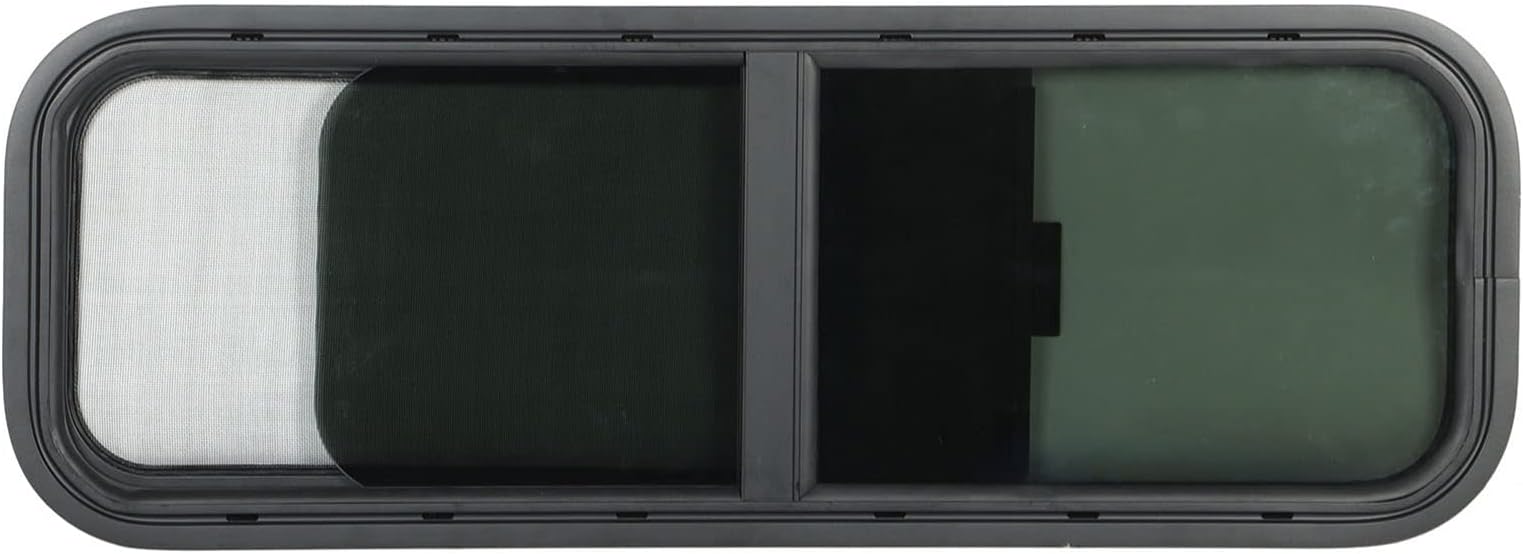 36.8 W X 13.2 H Teardrop Horizontal Sliding RV Window, Universal Black ...