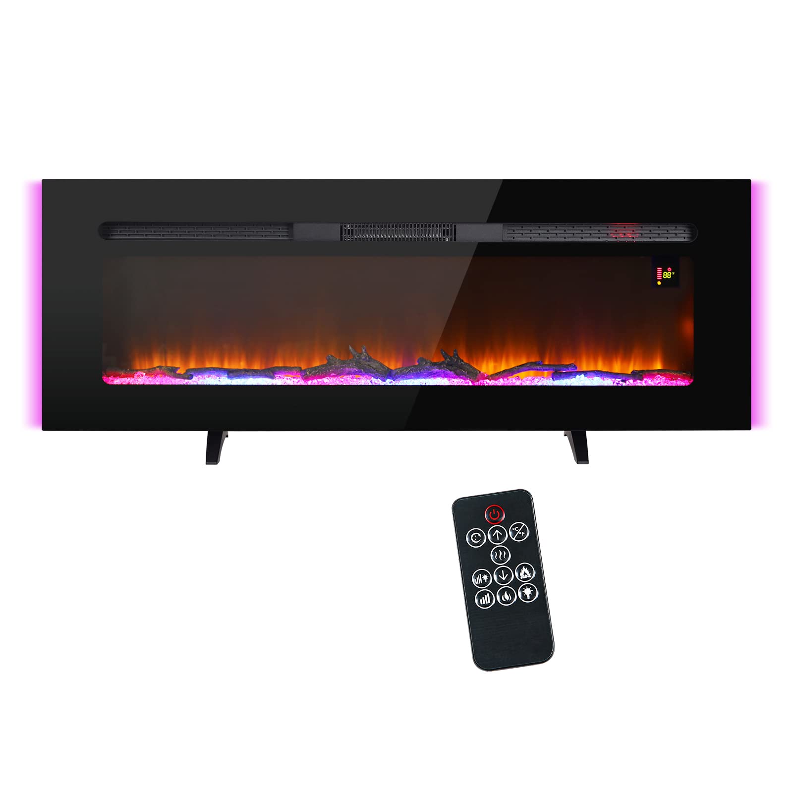 PHI VILLA 50 Inch Electric Fireplace Recessed/Insert Wall Mounted