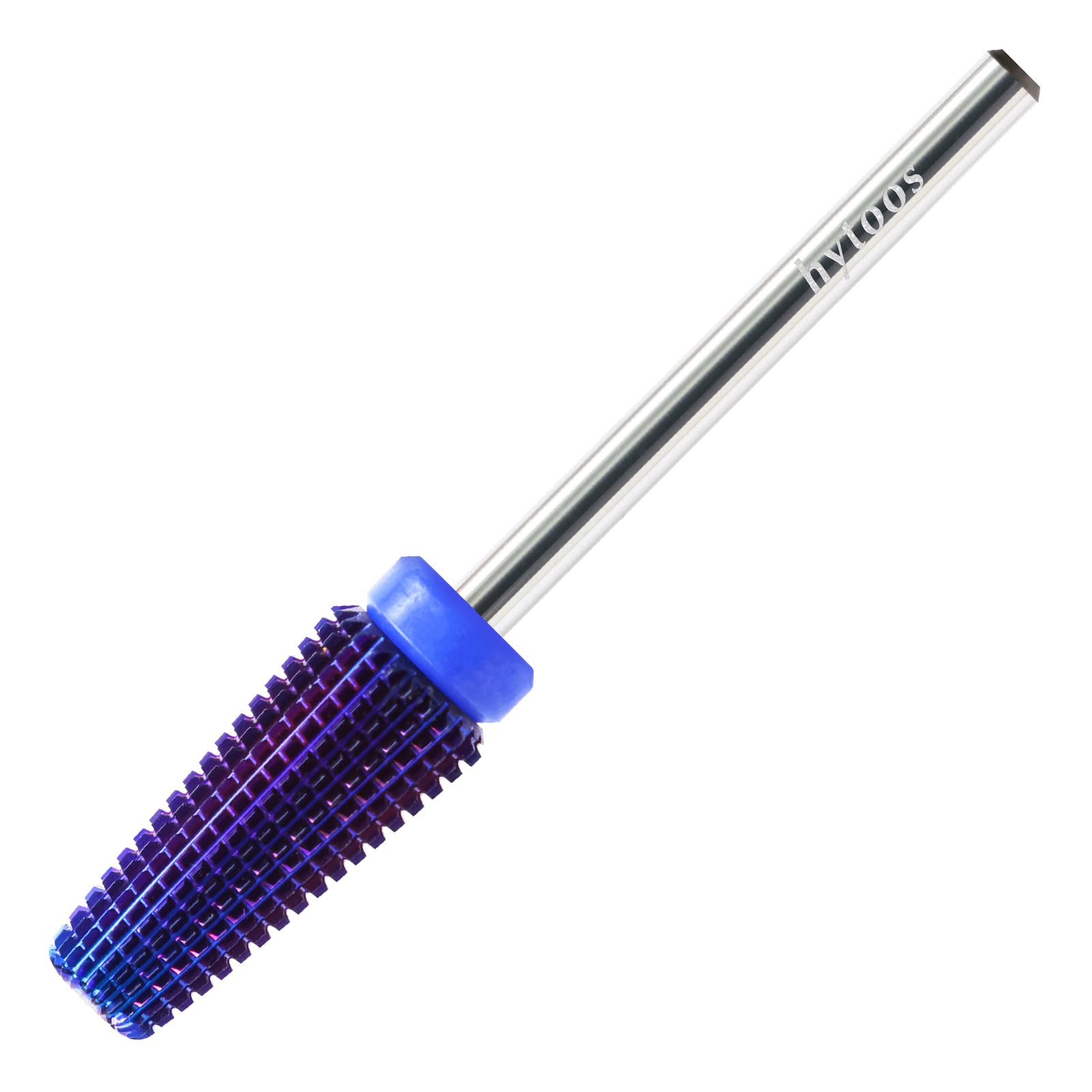 HYTOOS Purple 5 in 1 Nail Drill Bit, 15mm Tapered Carbide Nail Bits, Professional Straight Cut Drill Bits for Nails, 3/32" Two-way, Electric Manicure