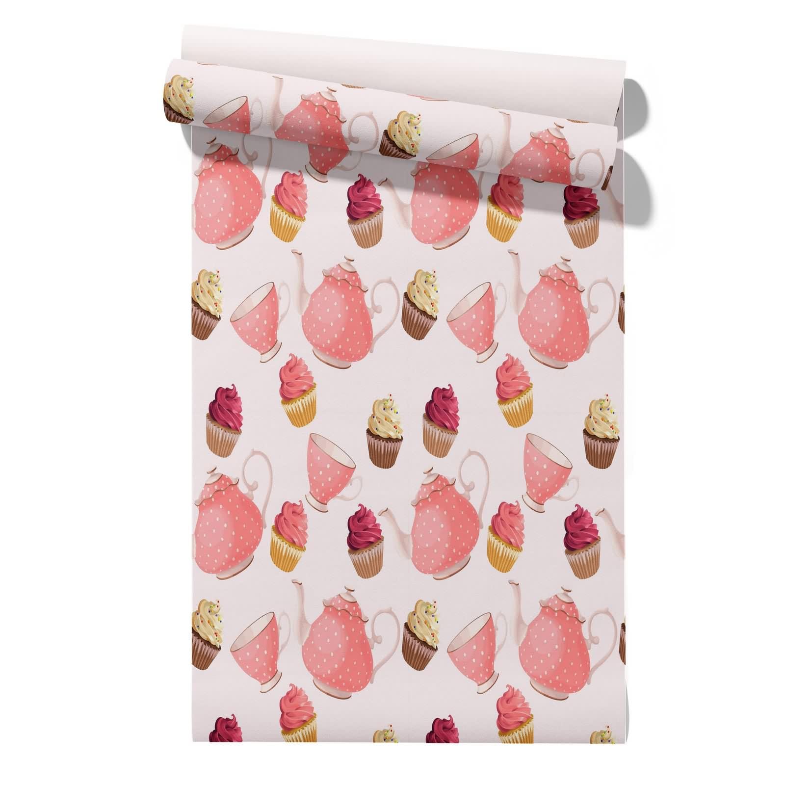 CEVAN Peel and Stick Wallpaper for Cabinet Covering Rough Walls Cake Cute Cartoon Kitchen Roll Macaron Colors Furniture Restoration Self Adhesive Wallpaper 45x300cm
