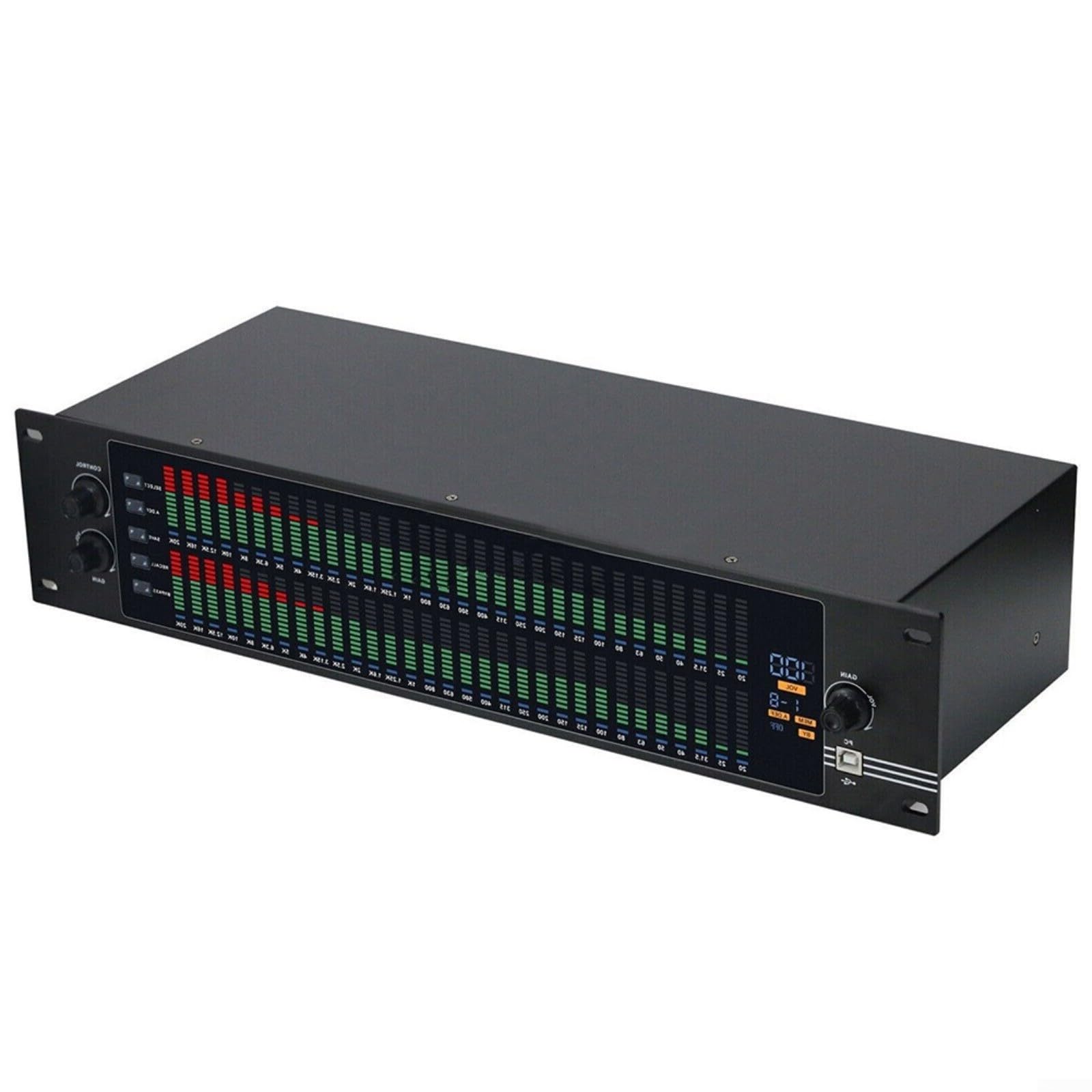Dual 31-Bed Graphic Equalizer Spectrum Digital Equalizer with LCD Display and USB Control for Stage Performance