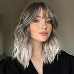 Ucubb Short Curly Wigs with Bangs for Women 14 Inches Wavy Bob Wig Synthetic Heat Resistant Fiber Wigs (RT6/10/613)