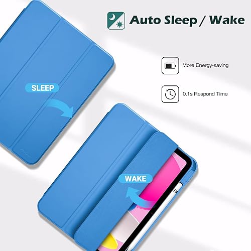 Vista 141 de ProCase Funda para iPad (A16) de 11ª generación de 11 pulgadas 2025/10ª generación de 10.9 pulgadas 2022 con soporte para lápices, funda híbrida Azul